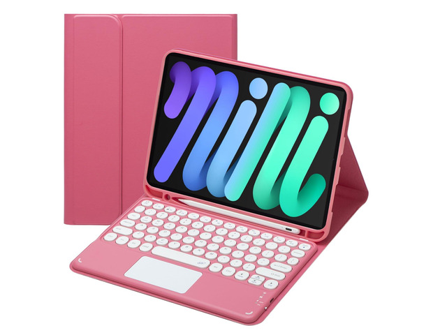 Magnetically Detachable Touch Bluetooth Keyboard Case with Pencil Holder for iPad mini 7(A17 Pro,2024)/iPad mini 6 8.3',Red