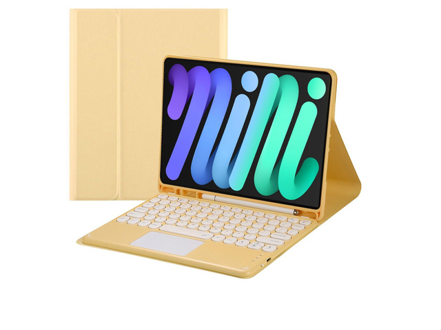 Magnetically Detachable Touch Bluetooth Keyboard Case with Pencil Holder for iPad mini 7(A17 Pro,2024)/iPad mini 6 8.3',Yellow