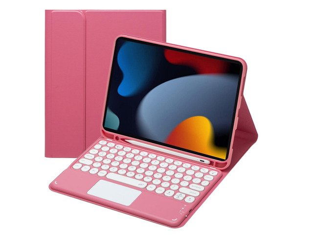 Magnetically Detachable Touch Bluetooth Keyboard Case with Pencil Holder for iPad 9th / 8th / 7th Gen 10.2' (2021/2020/2019), Red