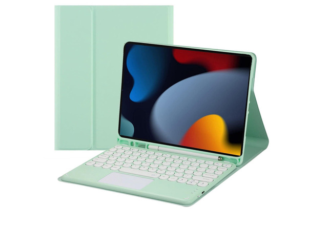 Magnetically Detachable Touch Bluetooth Keyboard Case with Pencil Holder for iPad 9th / 8th / 7th Gen 10.2' (2021/2020/2019), Green