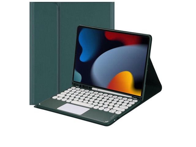 Magnetically Detachable Touch Bluetooth Keyboard Case with Pencil Holder for iPad 9th / 8th / 7th Gen 10.2' (2021/2020/2019), Dark Green