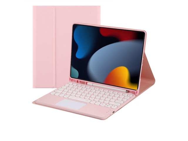 Magnetically Detachable Touch Bluetooth Keyboard Case with Pencil Holder for iPad 9th / 8th / 7th Gen 10.2' (2021/2020/2019), Pink