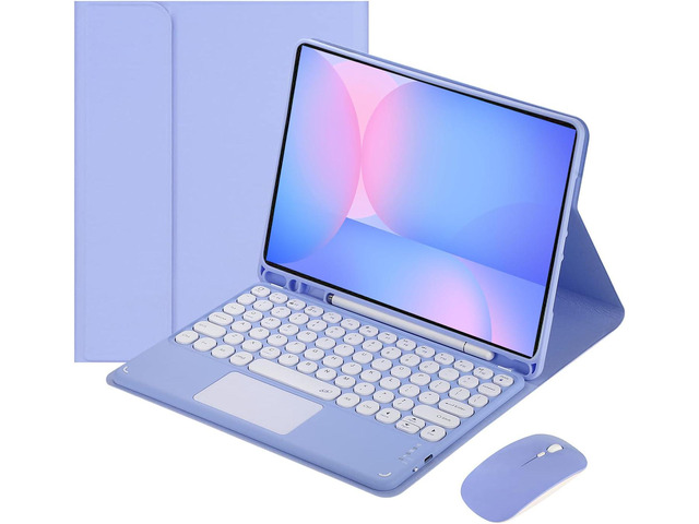 Magnetically Detachable Touch Bluetooth Keyboard Case with Mouse for Samsung Galaxy Tab S10 FE / S9 FE 5G 10.9 Inch / Tab S9 11 Inch, Purple