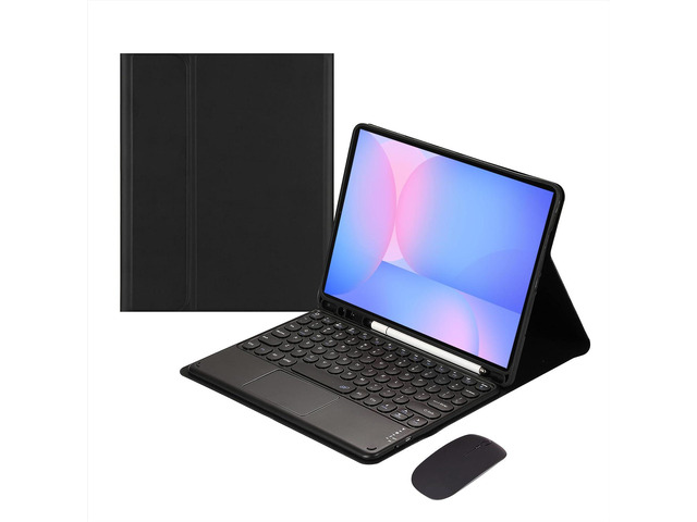 Magnetically Detachable Touch Bluetooth Keyboard Case with Mouse for Samsung Galaxy Tab S10 FE / S9 FE 5G 10.9 Inch / Tab S9 11 Inch, Black