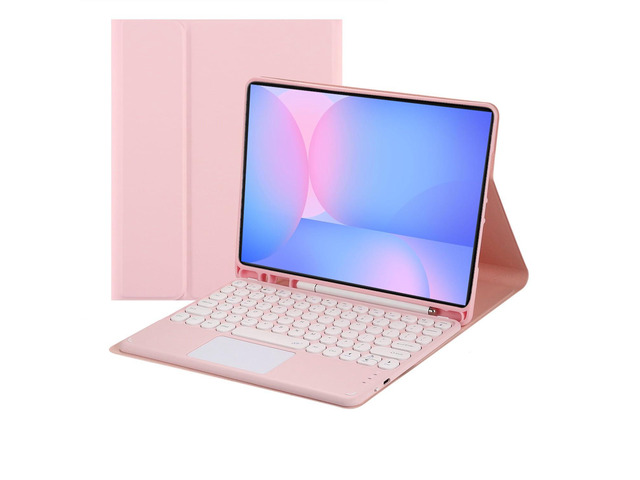 Magnetic Detachable Touch Bluetooth Keyboard Case with Pencil Holder for Galaxy Tab S10 FE/S9 FE 10.9'/S9 11', Pink