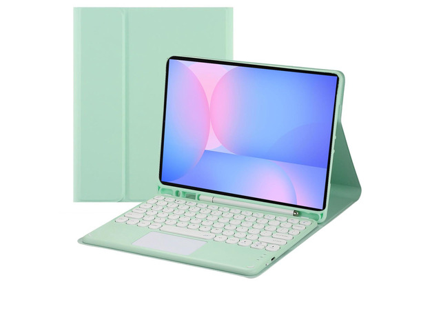 Magnetic Detachable Touch Bluetooth Keyboard Case with Pencil Holder for Galaxy Tab S10 FE/S9 FE 10.9'/S9 11', Green