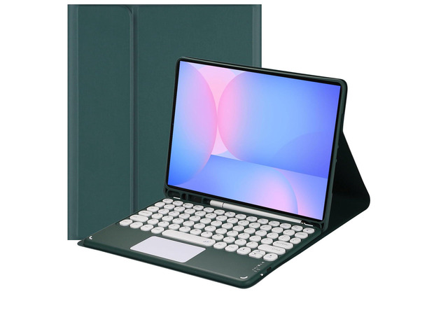 Magnetic Detachable Touch Bluetooth Keyboard Case with Pencil Holder for Galaxy Tab S10 FE/S9 FE 10.9'/S9 11', Dark Green