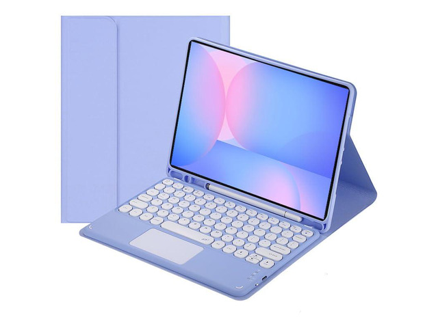 Magnetic Detachable Touch Bluetooth Keyboard Case with Pencil Holder for Galaxy Tab S10 FE/S9 FE 10.9'/S9 11', Purple
