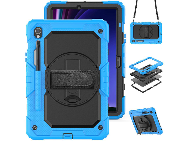 Heavy Duty Shockproof Protective Case with Screen Protector, 360° Rotatable Kickstand & Hand/Shoulder Strap for Samsung Galaxy Tab S10 Lite / S10...
