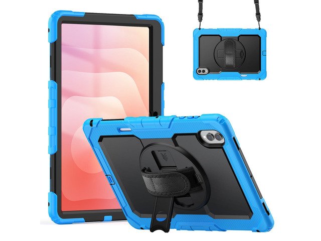 Heavy Duty Shockproof Case with 360Â° Rotatable Stand, Hand & Shoulder Strap for Samsung Galaxy Tab S11 Ultra 14.6' 2025 (SM-X930/SM-X936B),Light Blue