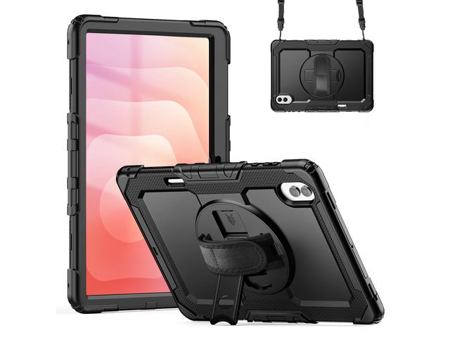 Heavy Duty Shockproof Case with 360Â° Rotatable Stand, Hand & Shoulder Strap for Samsung Galaxy Tab S11 Ultra 14.6' 2025 (SM-X930/SM-X936B),Black