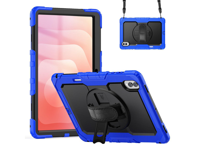 Heavy Duty Shockproof Case with 360° Rotatable Stand, Hand & Shoulder Strap for Samsung Galaxy Tab S11 Ultra 14.6' 2025 (SM-X930/SM-X936B),Blue