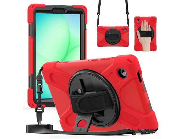 Shockproof Kids Case with Pencil Holder, 360° Rotatable Stand, Hand & Shoulder Strap for Samsung Galaxy Tab A11 8.7' (2025) / Tab A9 8.7' (2023), Red