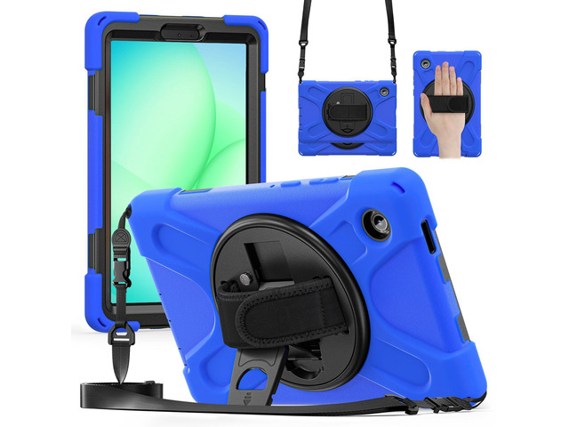 Shockproof Kids Case with Pencil Holder, 360° Rotatable Stand, Hand & Shoulder Strap for Samsung Galaxy Tab A11 8.7' (2025) / Tab A9 8.7' (2023), Blue