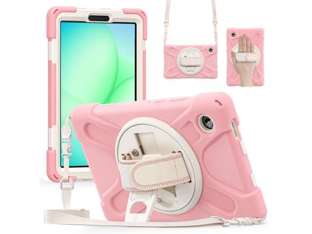 Shockproof Kids Case with Pencil Holder, 360° Rotatable Stand, Hand & Shoulder Strap for Samsung Galaxy Tab A11 8.7' (2025) / Tab A9 8.7' (2023), Pink