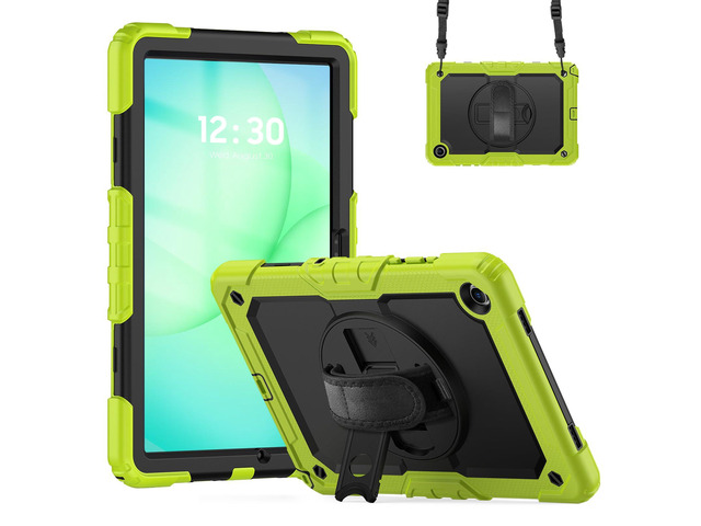 Heavy Duty Shockproof Case with 360° Rotatable Stand, Hand & Shoulder Strap for Samsung Galaxy Tab A11 Plus 11' (2025) / Tab A9 Plus 11' (2023), Green