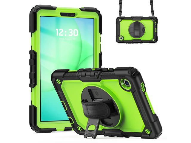 Heavy Duty Shockproof Case with 360° Rotatable Stand, Hand & Shoulder Strap for Samsung Galaxy Tab A11 8.7' (2025) / Tab A9 8.7' (2023), GreenPC