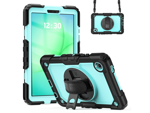 Heavy Duty Shockproof Case with 360° Rotatable Stand, Hand & Shoulder Strap for Samsung Galaxy Tab A11 8.7' (2025) / Tab A9 8.7' (2023), Light bluePC