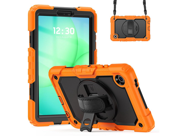 Heavy Duty Shockproof Case with 360° Rotatable Stand, Hand & Shoulder Strap for Samsung Galaxy Tab A11 8.7' (2025) / Tab A9 8.7' (2023), Orange