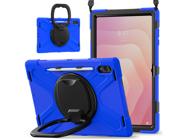 Rugged Silicone Case w/Handle,360°Stand,Strap & Pen Slot for Tab S11 Ultra 14.6' Blue