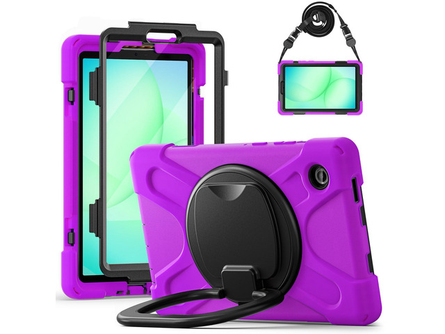Rugged Silicone Case with Handle Grip, 360° Kickstand, Strap & S Pen Holder for Samsung Galaxy Tab A11 8.7' (2025) / Tab A9 8.7' (2023), Purple