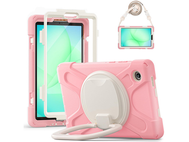 Rugged Silicone Case with Handle Grip, 360° Kickstand, Strap & S Pen Holder for Samsung Galaxy Tab A11 8.7' (2025) / Tab A9 8.7' (2023), Pink