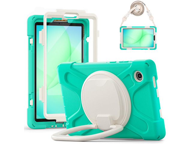Rugged Silicone Case with Handle Grip, 360° Kickstand, Strap & S Pen Holder for Samsung Galaxy Tab A11 8.7' (2025) / Tab A9 8.7' (2023), Mint Green