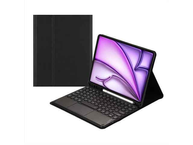 Magnetically Detachable Bluetooth Touch Keyboard Case with Pencil Holder, compatible with iPad Air 13-inch (M3 2025 / M2 2024), Black