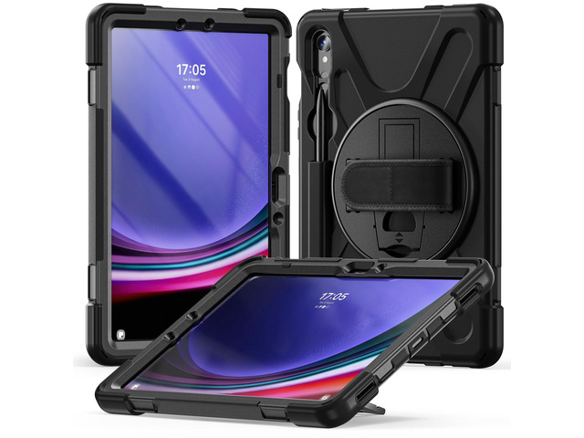 Shockproof Kids Case with Pencil Holder, 360° Rotating Hand Strap & Shoulder Strap for Samsung Galaxy Tab S10 Lite / S10 FE / S9 FE 5G / S9...