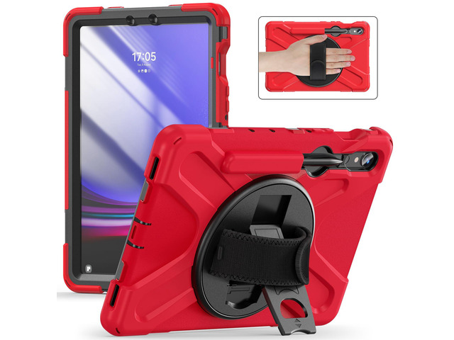 Shockproof Kids Case with Pencil Holder, 360° Rotating Hand Strap & Shoulder Strap for Samsung Galaxy Tab S10 Lite / S10 FE / S9 FE 5G / S9...