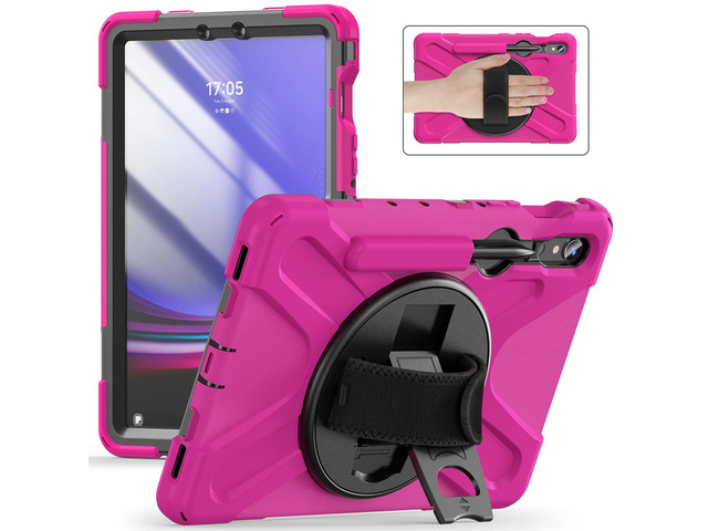 Shockproof Kids Case with Pencil Holder, 360° Rotating Hand Strap & Shoulder Strap for Samsung Galaxy Tab S10 Lite / S10 FE / S9 FE 5G / S9...