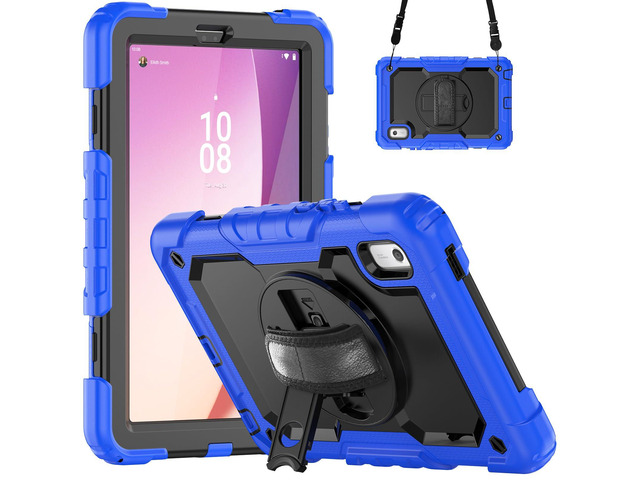 Heavy Duty Shockproof Case with Screen Protector, 360° Rotating Stand, Hand & Shoulder Strap for Tab M9 9.0' (TB-310FU, 2023)Blue