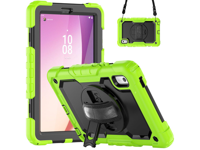 Heavy Duty Shockproof Case with Screen Protector, 360° Rotating Stand, Hand & Shoulder Strap for Tab M9 9.0' (TB-310FU, 2023)Green