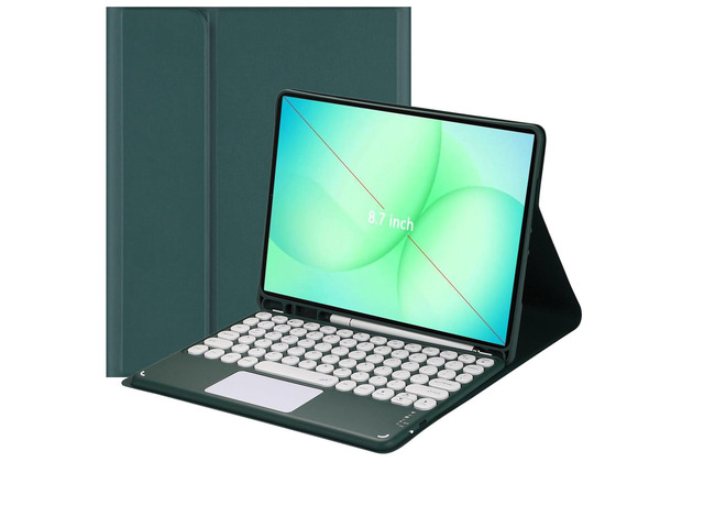 Magnetically Detachable Bluetooth Touch Keyboard Case with Pencil Holder for 8.7' Samsung Galaxy Tab A11 (2025) / Tab A9 (2023),Dark Green