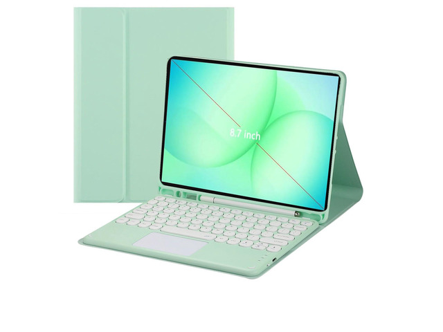 Magnetically Detachable Bluetooth Touch Keyboard Case with Pencil Holder for 8.7' Samsung Galaxy Tab A11 (2025) / Tab A9 (2023),Green