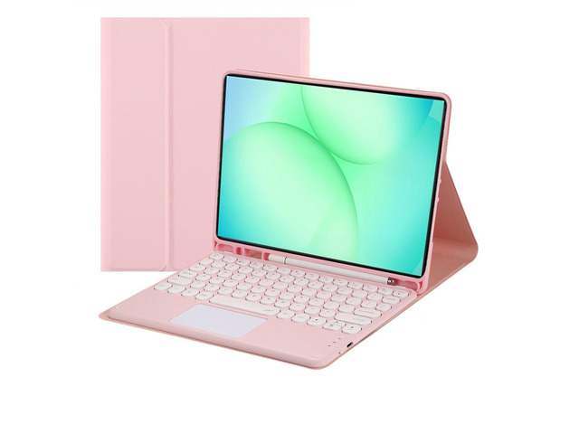Magnetic Detachable Bluetooth Touch Keyboard Case with Pencil Holder for 11' Samsung Galaxy Tab A11+ (2025) / A9+ (2023),Pink
