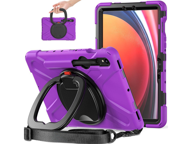 Rugged Silicone Cover with Handle Grip, 360° Kickstand, Strap & S Pen Holder for Samsung Galaxy Tab S10 Lite / S10 FE / S9 FE 10.9' / Tab S9 11',...