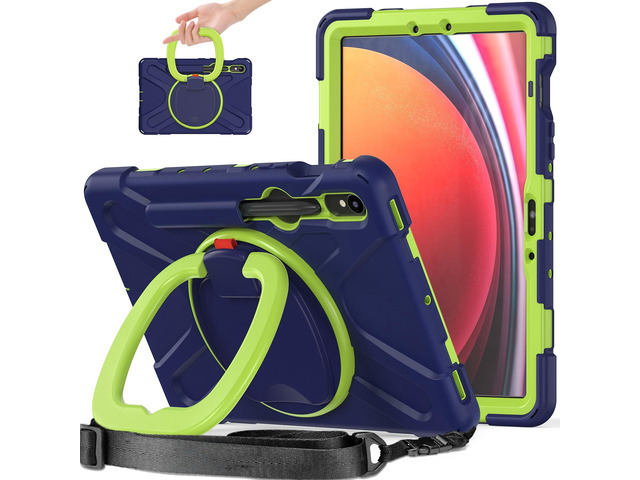 Rugged Silicone Cover with Handle Grip, 360° Kickstand, Strap & S Pen Holder for Samsung Galaxy Tab S10 Lite / S10 FE / S9 FE 10.9' / Tab S9...