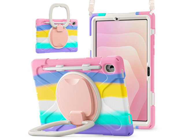 Rugged Silicone Cover with Handle Grip, 360° Kickstand, Strap & S Pen Holder for Samsung Galaxy Tab S11 11' 2025 (SM-X730/SM-X736B), Colorful Pink
