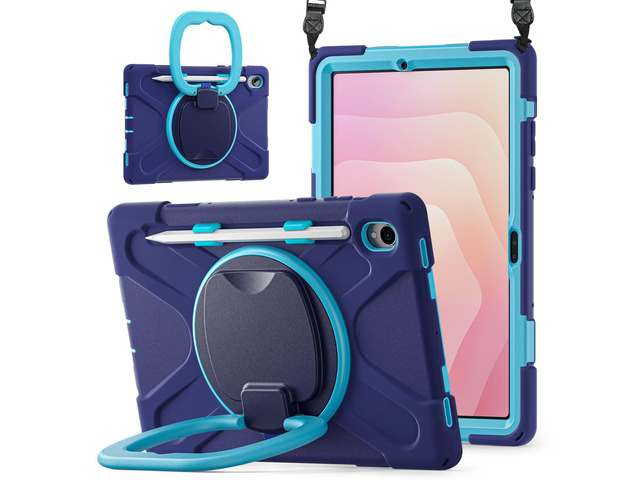 Rugged Silicone Cover with Handle Grip, 360° Kickstand, Strap & S Pen Holder for Samsung Galaxy Tab S11 11' 2025 (SM-X730/SM-X736B), Navy Blue