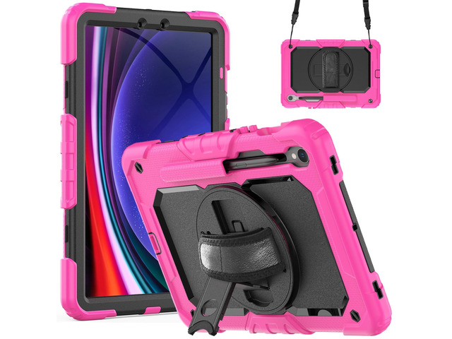 Heavy Duty Shockproof Case with Screen Protector, 360° Rotating Stand, Hand & Shoulder Strap for Samsung Galaxy Tab S10 FE / S9 FE 5G 10.9' / Tab...