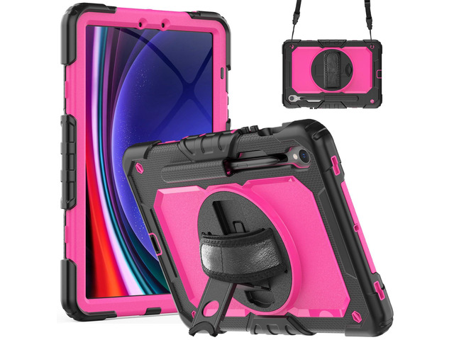 Heavy Duty Shockproof Case with Screen Protector, 360° Rotating Stand, Hand & Shoulder Strap for Samsung Galaxy Tab S10 FE / S9 FE 5G 10.9' / Tab...