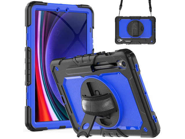 Heavy Duty Shockproof Case with Screen Protector, 360° Rotating Stand, Hand & Shoulder Strap for Samsung Galaxy Tab S10 FE / S9 FE 5G 10.9' / Tab...