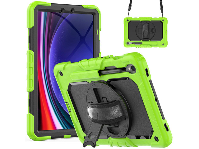 Heavy Duty Shockproof Case with Screen Protector, 360° Rotating Stand, Hand & Shoulder Strap for Samsung Galaxy Tab S10 FE / S9 FE 5G 10.9' / Tab...