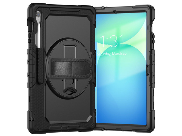 Heavy Duty Shockproof Case with Screen Protector, 360° Rotating Stand, Hand & Shoulder Strap for Samsung Galaxy Tab S10 FE+ 13.1' 2025...