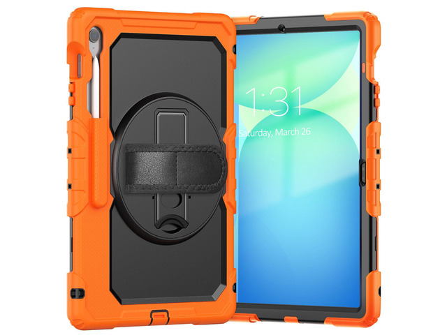 Heavy Duty Shockproof Case with Screen Protector, 360° Rotating Stand, Hand & Shoulder Strap for Samsung Galaxy Tab S10 FE+ 13.1' 2025...