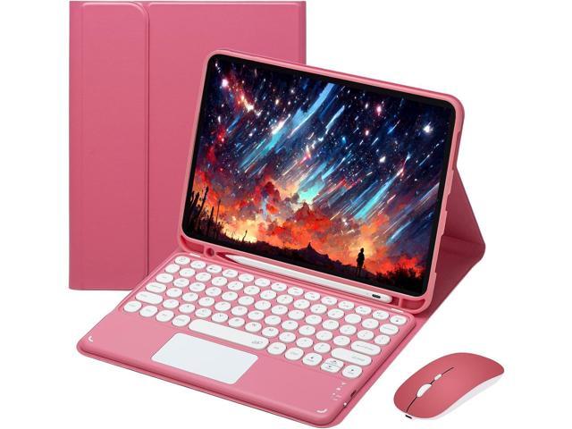 Touch Keyboard Case for iPad 9.7' (6th/5th Gen 2018/2017, Air 2/Air 1), Magnetically Detachable Bluetooth Keyboard with Mouse, Red