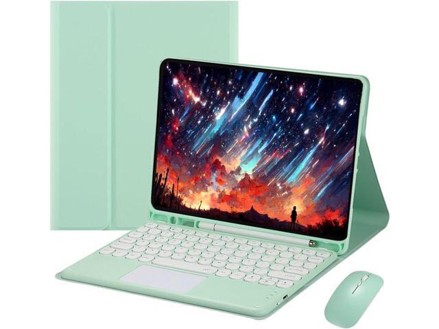 Touch Keyboard Case for iPad 9.7' (6th/5th Gen 2018/2017, Air 2/Air 1), Magnetically Detachable Bluetooth Keyboard with Mouse, Green