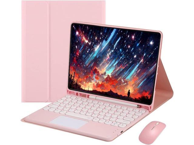 Touch Keyboard Case for iPad 9.7' (6th/5th Gen 2018/2017, Air 2/Air 1), Magnetically Detachable Bluetooth Keyboard with Mouse, Pink