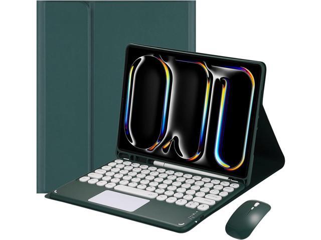 Magnetically Detachable Touch Bluetooth Keyboard Case with Mouse, Compatible with iPad Pro 11 Inch 5th Generation (M4) 2024, Dark Green